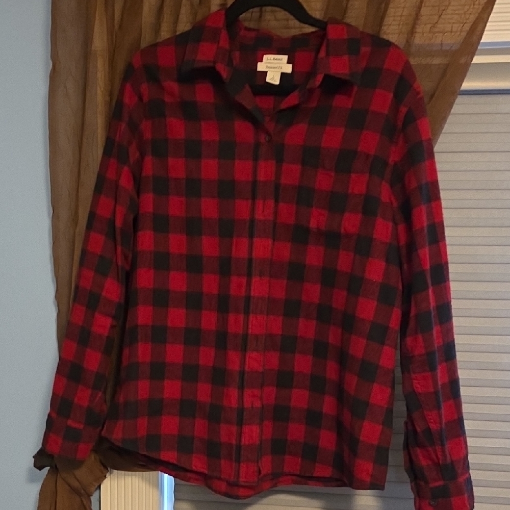 L.L. Bean Red and Black Checkered Men's Shirt